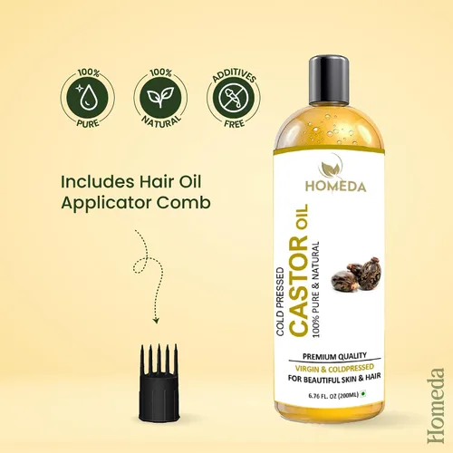 Miniatura 8 de Aceite de ricino orgánico para el crecimiento del cabello (6.7 fl oz) Aceite de ricino, aceites de ricino prensados en frío sin hexano puro, Huile
