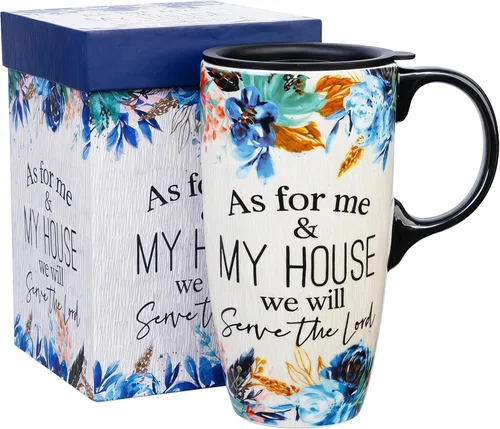 Miniatura 11 de Topadorn Taza de Café de Cerámica de Viaje con Tapa y Caja de Color, 17oz Termo de Café Apto para Microondas y Lavavajillas, Pájaro Azul
