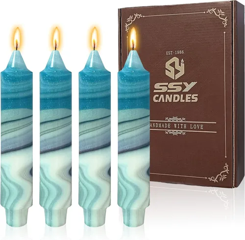 Miniatura 29 de Candelabros cortos de 5 pulgadas con velas cónicas verde oscuro, 4 piezas para cena, hogar, boda, fiesta, decoración