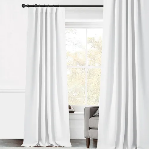 Miniatura 22 de StangH Cortinas Plisadas Completamente Opacas para Dormitorio, Cortinas de Lino Beige de 84 Pulgadas de Largo, 2 Paneles, Cortinas Térmicas