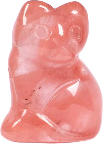 Miniatura 39 de Justinstones Escultura de gato tallada de cristal de cuarzo, estatua de gato de animal gatito de 1.181 in, mini figura de gato sentado de cristal