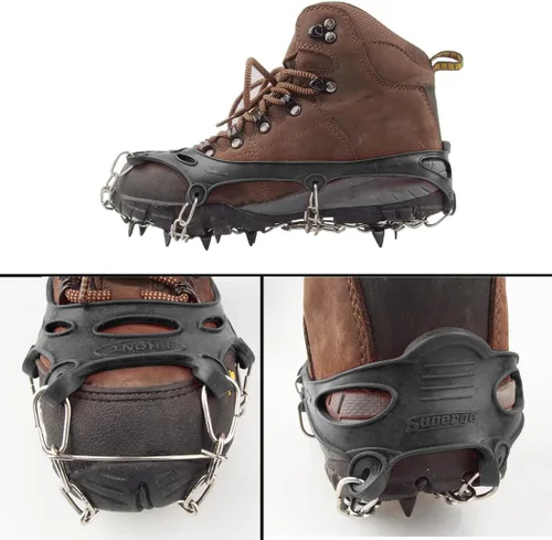 Miniatura 2 de Crampones de 11 picos para niños, botas de senderismo, tacos de hielo, 11 dientes, antideslizantes, para senderismo, escalada, caminar, niños