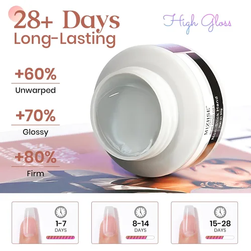 Miniatura 3 de MIZHSE Gel Constructor Claro y Sólido para Uñas, 30g Gel Constructor Duro para Extensión de Uñas Sin Pegamento, Arte de Uñas 3D para Esculpir