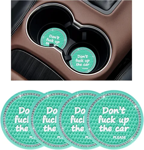 Miniatura 10 de Ziciner - 2 posavasos brillantes para auto, 2.75 pulgadas, antideslizante, inserción automática, tapete de cristal para mujeres y niñas, accesorio