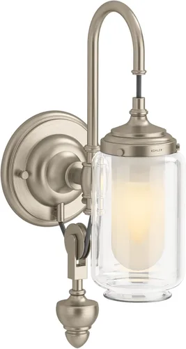 Miniatura 4 de KOHLER Artifacts - Lámpara de tocador de baño, aplique de pared, solo luz descendente, certificación UL, 1 luz, ajustable, bronce cepillado vibrante
