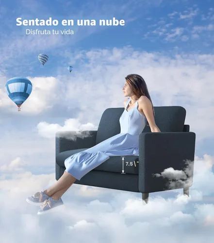 Miniatura 6 de Sofá de dos plazas Welzona, sofá de 51", sofá pequeño y cómodo de peluche para espacios pequeños, sofá de montaje sin herramientas para dormitorio