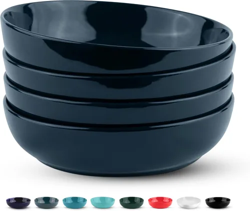 Miniatura 10 de KooK Juego de cuencos de porcelana para pasta, borde negro, juego de 4 40 oz