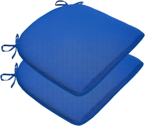 Miniatura 9 de JMGBird Juego de 2 cojines para sillas de exterior, patrón de flores de mandala azul, 16 x 17 pulgadas, cojines de asiento de patio con lazos