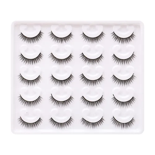 Miniatura 8 de Pestañas cortas de aspecto natural 6D, pestañas de visón finas, 10 pares, 100% hechas a mano, pestañas postizas reutilizables