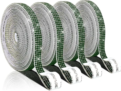 Miniatura 11 de 4 rollos de cinta autoadhesiva con diamantes de imitación y cristal Bling con tiras adhesivas de 2 mm para manualidades, bodas, cumpleaños, fiestas