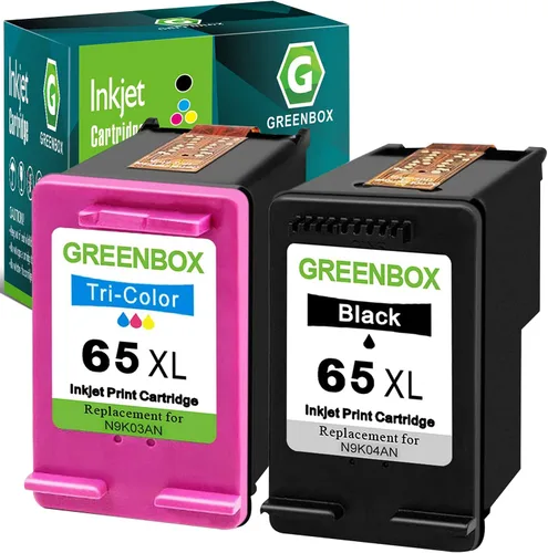 GREENBOX Cartuchos de tinta 65XL remanufacturados de alto rendimiento para cartuchos de tinta HP 65 65XL para Envy 5055 5052 5010 5012 DeskJet 3755