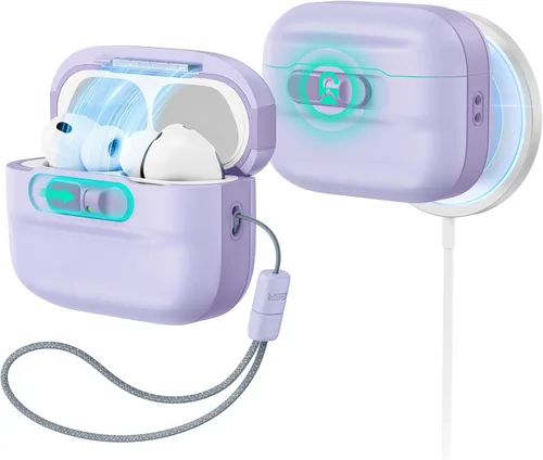 Miniatura 10 de ESR Funda para AirPods Pro (2023/2022/2019, 2ª/1ª generación), compatible con Airpods Pro 2 (cable USB-C/Lightning), listo para MagSafe, bloqueo