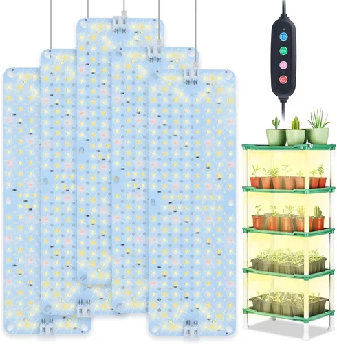 Miniatura 9 de Paquete de 3 luces de cultivo de pantalla plana para plantas de interior, inicio de semillas, verduras con temporizador de 4/8/12 horas, lámparas