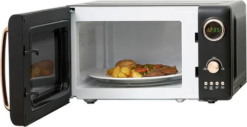 Miniatura 9 de Haden Horno microondas de 700 vatios y 0.7 pies cúbicos con controles digitales, descongelación e inicio instantáneo para encimera