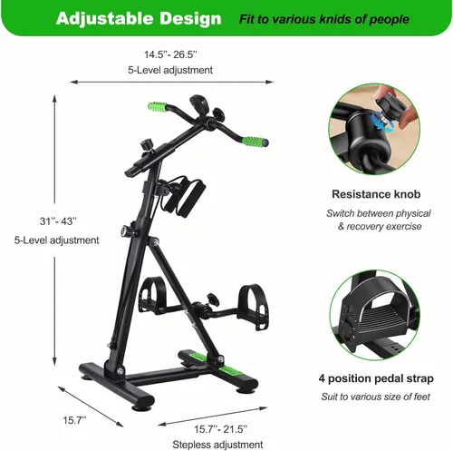 Miniatura 4 de Pedal Exerciser Bike for Seniors, Arm Leg Hand and Knee Elderly Exercise Equipment, Sitting Home Exercise Machine for Total Body, Upper and Lower