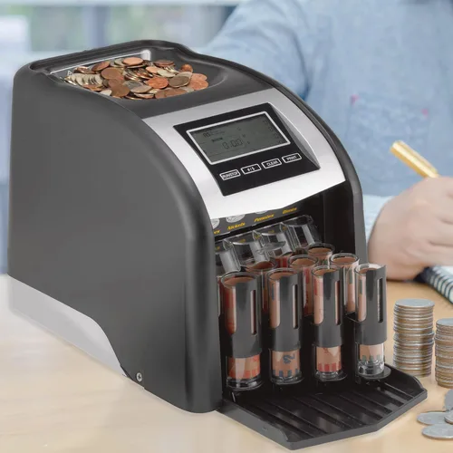 Miniatura 10 de Royal Sovereign Contador/clasificador eléctrico de monedas de 4 filas con tecnología patentada antiatascos y pantalla de conteo digital (FS-44N)