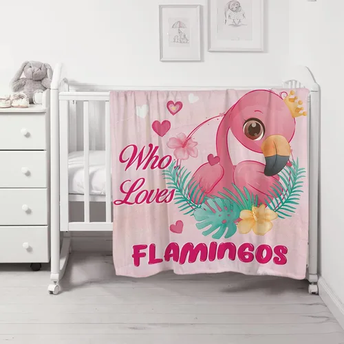 Miniatura 4 de Manta con texto en inglés «Just A Girl Who Loves Flamingos», regalo para niñas pequeñas, suave y bonita, manta de franela de felpa de flamencos