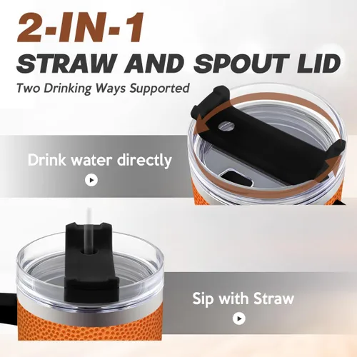 Miniatura 4 de SANDJEST Taza con bandera americana con asa, taza de café de acero inoxidable con aislamiento de 40 oz con tapa y pajita, regalos de América