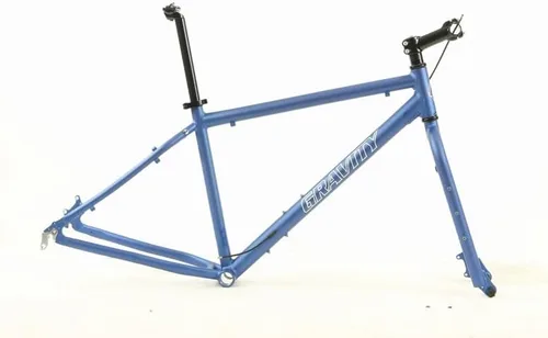 Miniatura 10 de Gravity Horquilla de marco de bicicleta gruesa para ruedas de 26 pulgadas con tija de sillín y abrazadera de tija de sillín para auriculares. Azul
