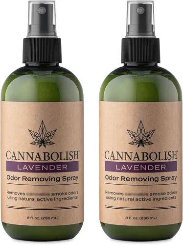 Cannabolish Spray eliminador de olores de humo de lavanda y ambientador, 8 onzas líquidas, ingredientes naturales (paquete de 2)