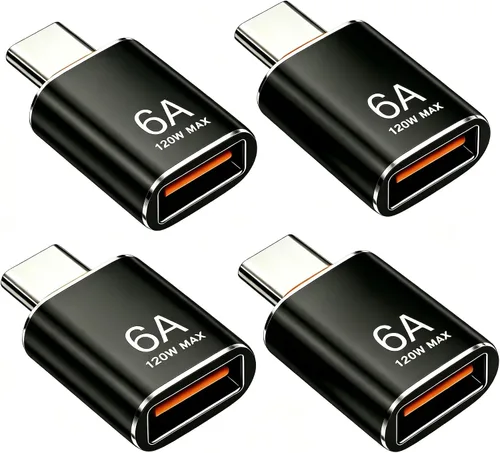 Miniatura 11 de BOMIE Adaptador USB C a USB, paquete de 10 unidades, 6A 120 W, carga rápida, transferencia de datos de 10 Gbps, USB C macho a USB 3.2 hembra OTG