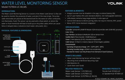 Miniatura 2 de YoLink Sensor de fugas de agua 3, con sirena integrada de hasta 105 dB, compatible con Alexa e IFTTT - SpeakerHub incluido