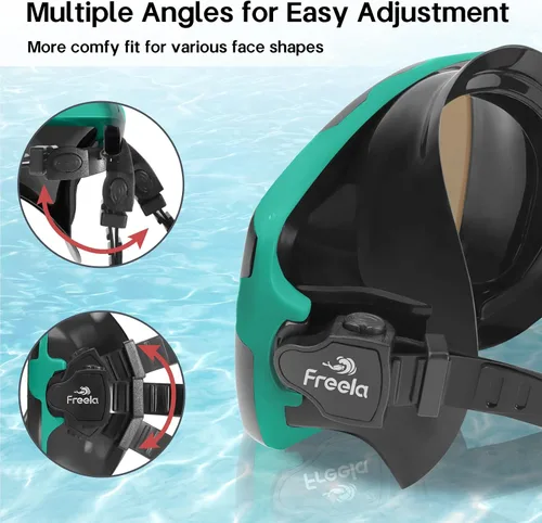 Miniatura 5 de Freela Gafas de natación para adultos con cubierta para la nariz, vidrio templado, antivaho impermeable, 180°, visión amplia transparente