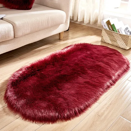 Miniatura 15 de CHITONE Tapete largo de piel sintética rectangular esponjosa para asiento de silla, alfombra ovalada lanuda de piel artificial, sala de estar