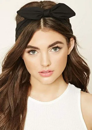 Miniatura 2 de Huachi Diademas de lazo para niñas y mujeres, para Halloween, color negro, lindo turbante anudado con orejas de conejo, accesorios para el cabello