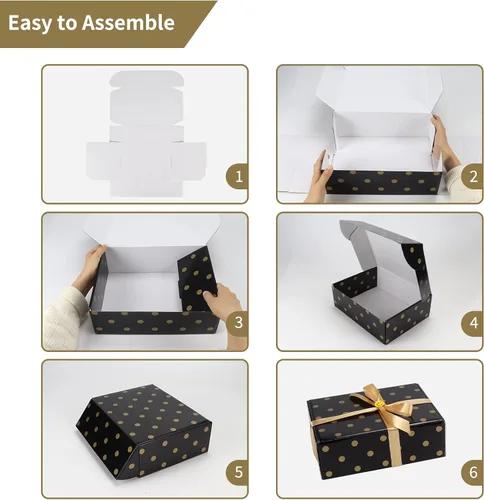 Miniatura 8 de Hoikwo Paquete de 18 cajas de regalo de lujo de 12 x 9 x 4 pulgadas, color negro, a granel, vacías para regalos del día de la madre, cajas de regalo