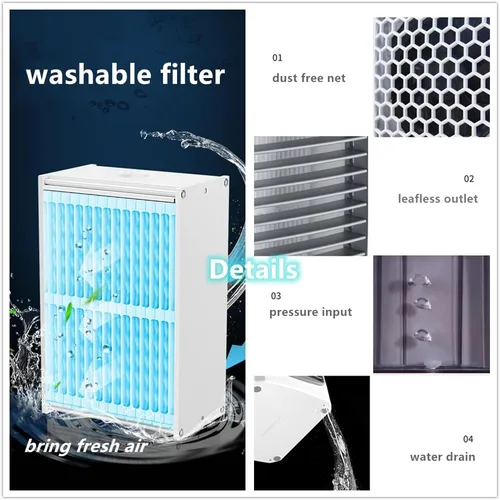 Miniatura 7 de Mini enfriador de aire personal, enfriadores compactos USB, enfriador de ventilador portátil con tanque de agua, para el hogar, oficina, dormitorio