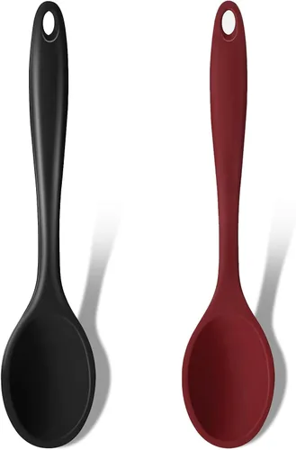 Miniatura 18 de GEEKHOM Cucharas de cocina de silicona, 2 piezas de 11 pulgadas, juego de utensilios de cocina de silicona resistentes al calor, cucharas grandes