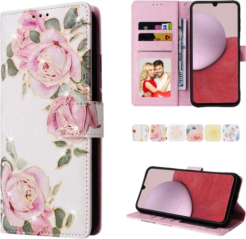 Miniatura 29 de UEEBAI Funda tipo billetera para Samsung Galaxy A16 4G/5G, cubierta de cuero PU con soporte, bloqueo RFID, funda flip con ranuras para tarjetas