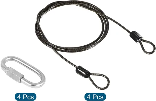Miniatura 3 de MECCANIXITY Cable de seguridad 2.5mmx1m Cuerda de bloqueo de acero recubierto de plástico negro 4 piezas con 0.138 in de grosor rápido bloqueo
