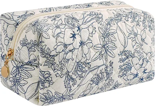 Miniatura 31 de Bolsa de maquillaje de viaje para mujeres y niñas, bolsa de maquillaje con cremallera, flores florales, organizador de maquillaje, bolsa de tela