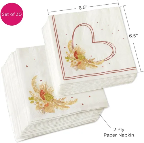 Miniatura 6 de Kate Aspen Servilletas de papel rústicas bohemias de 2 capas (juego de 30), servilletas decorativas gruesas, perfectas para bodas de otoño, brunch