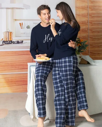 Miniatura 7 de AW BRIDAL Pijamas a juego de 4 piezas para regalos de parejas, conjuntos de pijamas ligeros 100% algodón para mujeres y hombres