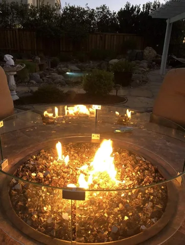 Miniatura 4 de AMS Chimenea redonda de 23 pulgadas, protector contra el viento de vidrio Panel protector de llama de vidrio templado transparente. Resistente al