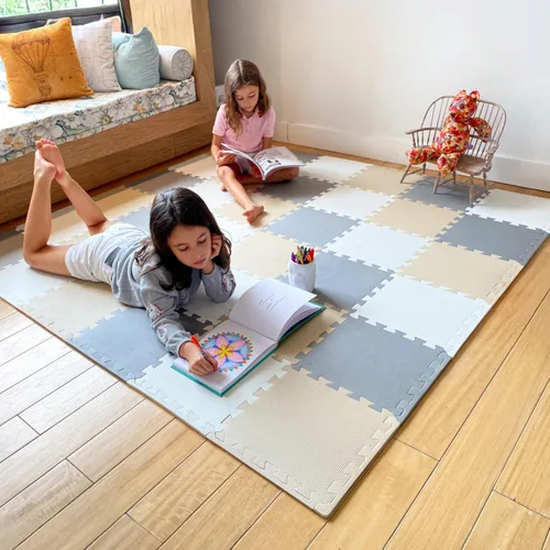 Miniatura 23 de MioTetto Tapete de juego para bebé, baldosas de espuma suave para el suelo para niños. Baldosas de espuma entrelazadas ajustables, se adapta a