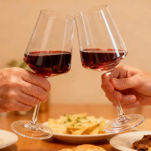 Miniatura 6 de Juego de 4 copas de vino de 13.5 onzas, cristal transparente sin plomo soplado a mano, tallo largo, cuadrado, copa de vino tinto para boda