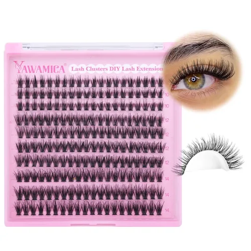 Miniatura 7 de Yawamica Extensiones de pestañas en racimo Wispy Naturales, Extensiones de pestañas individuales, 10-14mm, racimos de pestañas esponjosas, CC