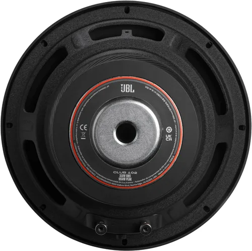 Miniatura 3 de JBL Club 102 - Subwoofer de 10", 300Wrms, 900W de pico, sensibilidad (@ 2.83V): 89dB, respuesta de frecuencia: 25Hz – 500Hz, impedancia nominal: 4