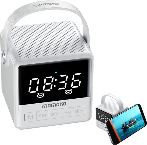Altavoz Bluetooth portátil con pantalla de tiempo, altavoz inalámbrico portátil, sonido estéreo TWS, Bluetooth 5.2 de 50 pies, tarjeta TF/entrada