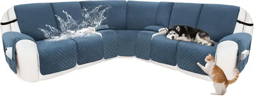 Miniatura 63 de Fundas para sofá modular reclinable, de terciopelo en forma de L, funda de consola central para perros y mascotas, lavable antideslizante, 1 funda