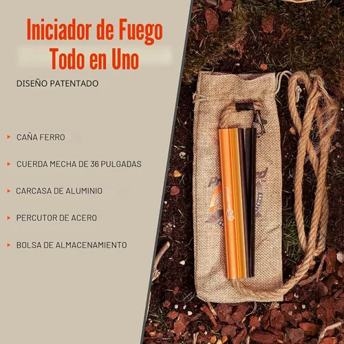 Miniatura 8 de Herramienta de supervivencia de arranque de fuego – Kit todo en uno de pedernal y acero – Encendedor de fuego con barra de ferrocerio con mecha