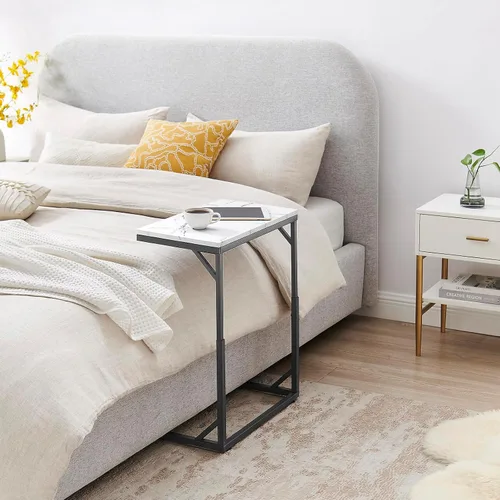 Miniatura 4 de Mesa auxiliar en forma de C, mesa de sofá pequeña con marco de metal, mesa auxiliar de altura ajustable para sofá, sala de estar, dormitorio, mesita