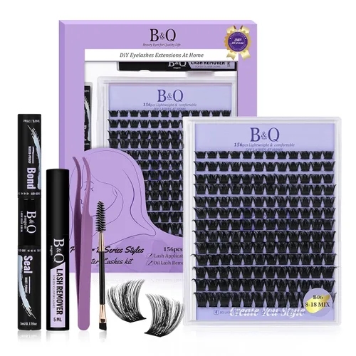 Miniatura 21 de B&Qaugen Racimos de Pestañas 156PCS Kit de Racimos de Pestañas B01+B02+B19 Kit de Extensión de Pestañas DIY Kit de Extensión de Pestañas 8-18mm