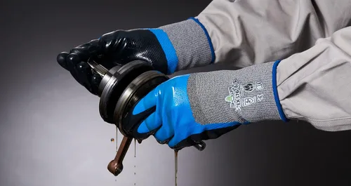 Miniatura 3 de SHOWA S-TEX 376 - Guantes de seguridad de nitrilo de doble inmersión A4 resistentes a cortes con forro de bobina Hagane, pequeño (12 pares)