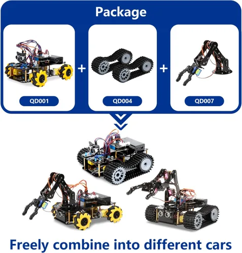 Miniatura 2 de Robótica para niños de 12 a 16 años, brazo robot inteligente ACEBOTT con 5DOF + auto tanque, kit de codificación de juguetes STEM compatible