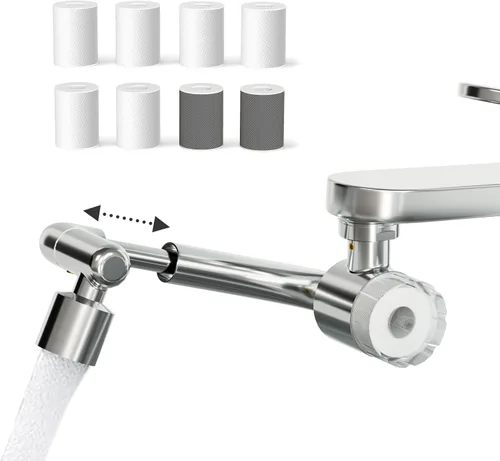 Miniatura 8 de Frizzlife Filtro de agua para extensor de grifo de fregadero, aireador giratorio de 1440° que reduce el 99% de cloro, 3 modos de latón en aerosol